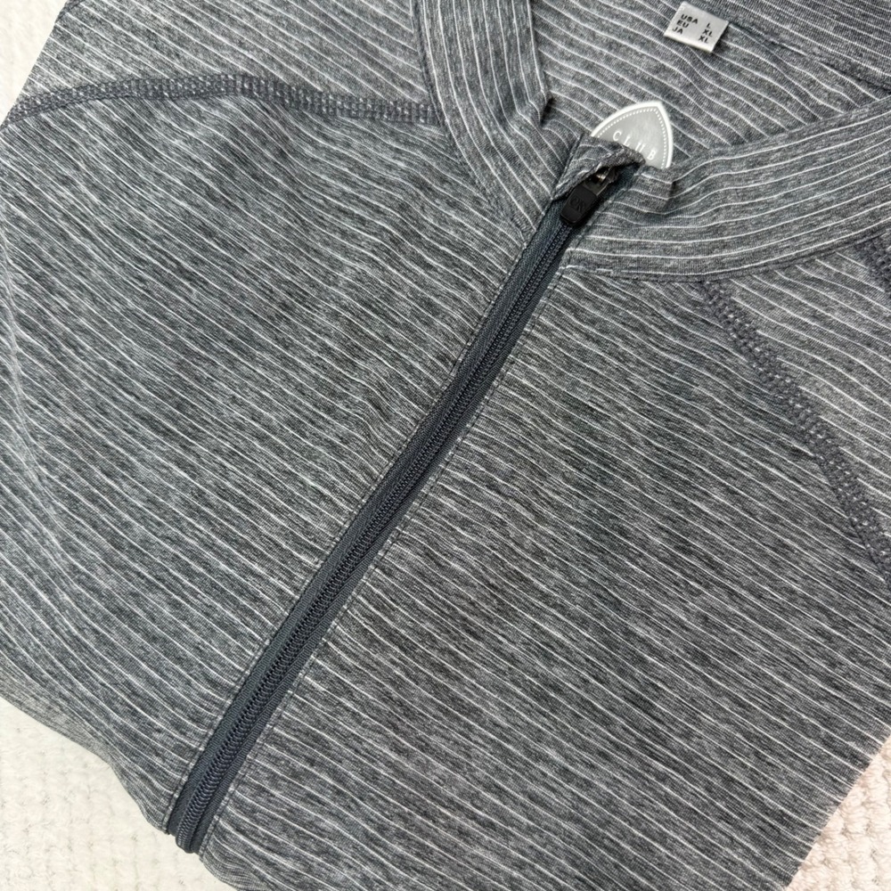 Club Ride Mens Gray Striped Quarter Zip Cycling Jersey Short Sleeve Large B116